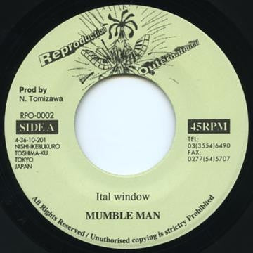 MUMBLE MAN - Ital Window / Solemn Dub.