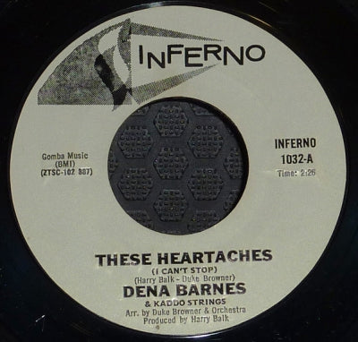 DENA BARNES & KADDO STRINGS / KADDO STRINGS & DUKE BROWNER ORCHESTRA - These Heartaches (I Can't Stop) / These Heartaches (Instrumental) (I Can't Stop)