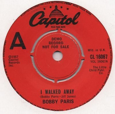 BOBBY PARIS / H.B. BARNUM - I Walked Away / Heartbreaker