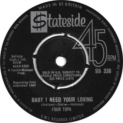 FOUR TOPS - Baby I Need Your Loving / Call On Me