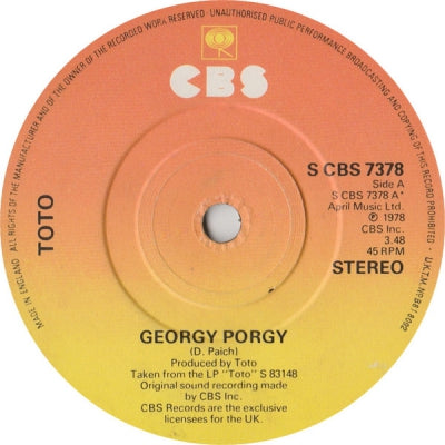 TOTO - Georgy Porgy / Takin' It Back