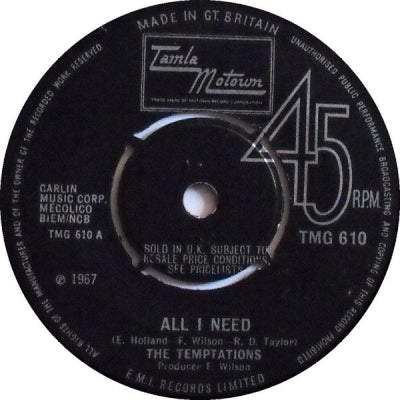 THE TEMPTATIONS - All I Need / Sorry Is A Sorry Word