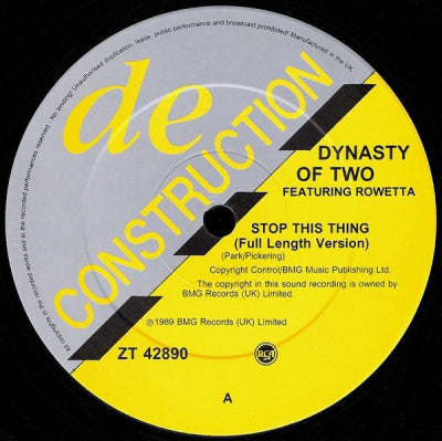 DYNASTY OF TWO - Stop This Thing / Energy