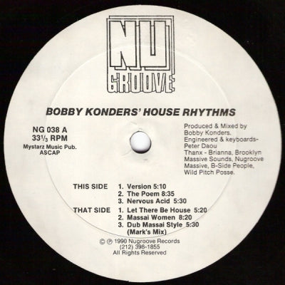 BOBBY KONDERS - House Rhythms feat: Version / The Poem / Nervous Acid / Let There be House / Massai Woman, etc