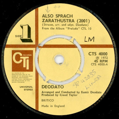 DEODATO - Also Sprach Zarathustra / Spirit Of Summer